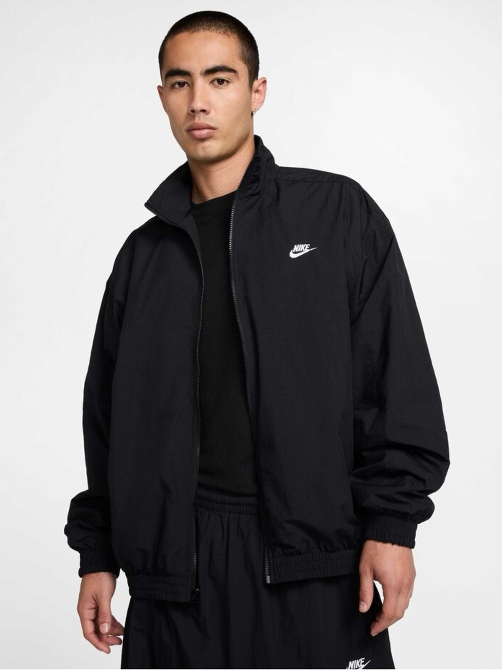 Nike Black Lightweight Windbreaker Jacket with White Logo
